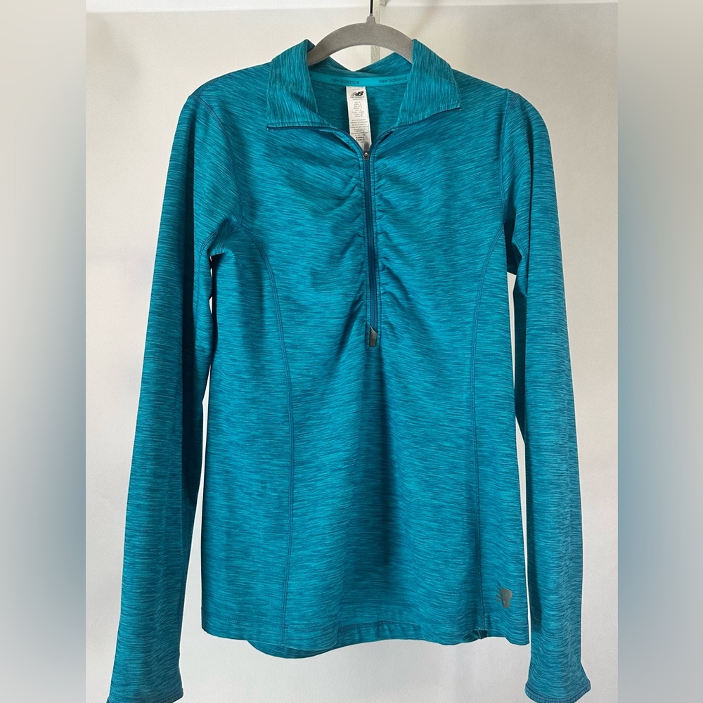 New Balance Teal Long Sleeve 1/2 zip Activewear Top